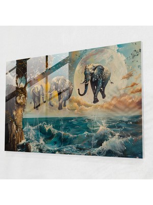 Popcasso Masalsı Deniz Manzarası Temperli Cam Tablo - Salvador Dali Teması - Duvar Dekorasyonu