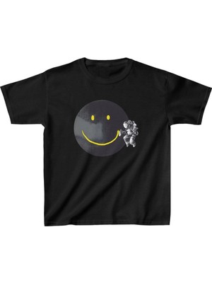 Asmedo Unisex Çocuk Baskılı T-Shirt - Siyah