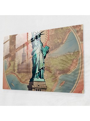 Popcasso Amerika Birleşik Devletleri Haritası Cam Duvar Tablosu - Modern Sanat ile Süslenmiş Detaylı Harita Tasarımı