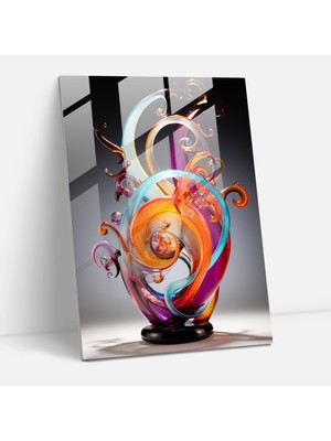 Popcasso Canlı Renklere Sahip Temperli Cam Tablo Soyut Heykel Gerçekçi Cam Görüntü Modern Sanat