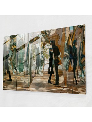 Popcasso Sürrealizm Temalı Cam Duvar Tablosu - Labirent Desenli Modern Sanat Görseli