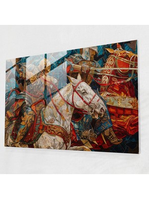 Popcasso Cesur Şövalyeler Temperli Cam Tablo - Ön-Raffael Kardeşlik Modern Sanat Teması