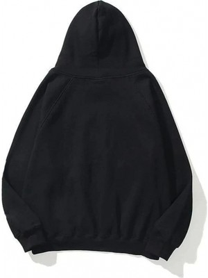 Pileli Store 3 Iplik Pamuklu   Kapşonlu Sweetshirt - Siyah -