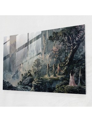 Popcasso Eterik Kadınlar Cam Tablo - Pre-Rafaelistler Temalı Dekoratif Cam Tablo