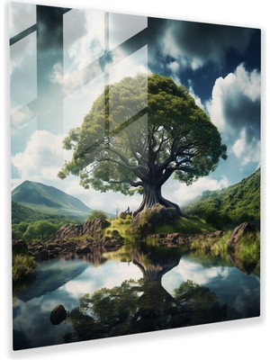 Popcasso Majestik Yaşam Ağacı Temperli Cam Tablo - Duvar Dekoru
