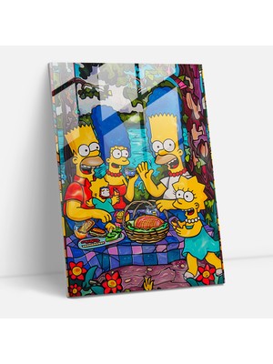 Popcasso The Simpsons Temalı Aile Buluşması Cam Tablo