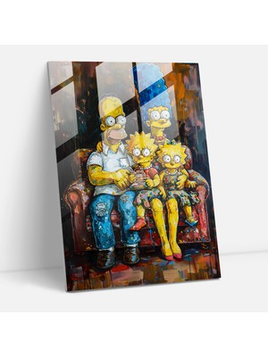 Popcasso The Simpsons Cam Tablo - Canlı Renkler ile Dekoratif Cam Tablo
