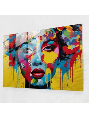Popcasso Dünya Haritası Cam Tablo Modern Sanat Teması ile Dekoratif Görünüm