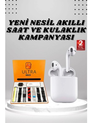 Calperia 7 Kordonlu Akıllı Saat ve 2.nesil Kulaklık Yüksek Ses Kaliteli Uzun Pil Ömrü