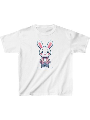 Asmedo Unisex Çocuk Baskılı T-Shirt - Beyaz