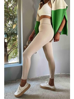 Kadın Yüksek Bel Içi Şardonlu Fırsat Ürün Deri Toparlayıcı Tayt