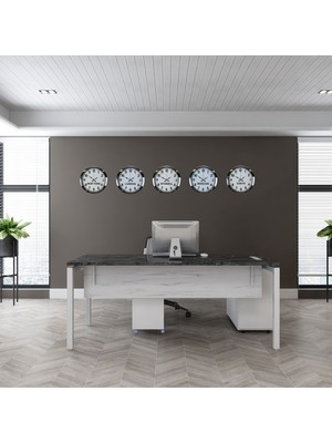 Bucuks Prime Krom 36 cm Metal 5 Li Dünya Saat Seti