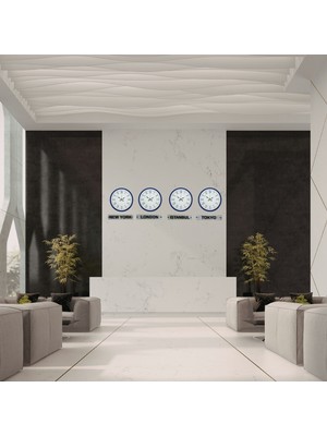 Bucuks Roma Lacivert 36 cm 4 Lü Tabelalı Dünya Saat Seti