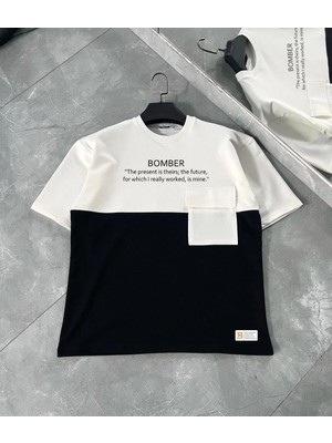 Asmedo Erkek Tişört Torba Cepli Parçalı Kısa Kol T-Shirt - Iyah