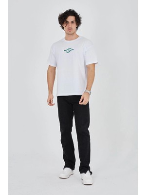Asmedo Erkek Baskılı T-Shirt Kısa Kol Bisiklet Yaka Regular Fit Rahat Kalıp Günlük Tişört -