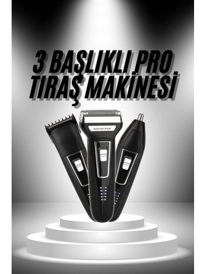 Calperia 3'lü Set Saç Sakal Kesme Traş Makinesi Burun Kılı Alma Tıraş Makinesi
