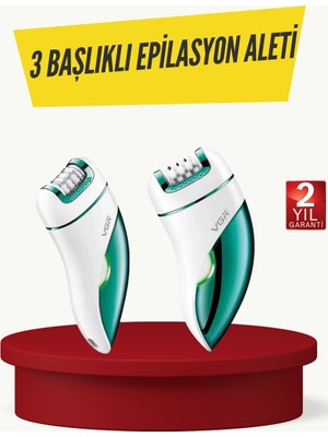 Calperia Profesyonel 3 In 1 Epilasyon Cihazı LED Aydınlatmalı Suya Dayanıklı Şarjlı Vgr Epilatör