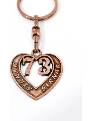 Moncuk Design Şırnak "73" Temalı Antik Bakır Renk Metal Kalp Anahtarlık - Özel Tasarım & Hediyelik