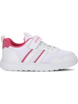 Slazenger Fıora Kız Çocuk Cırt Cırtlı Beyaz / Fuşya Günlük Spor Ayakkabısı