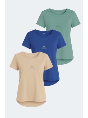 Slazenger Vıraj 3 Lü Set Kadın  Ekru - Siyah - Bej Tişört