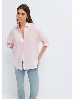 Mavi Pembe Keten Gömlek 1210747-90773