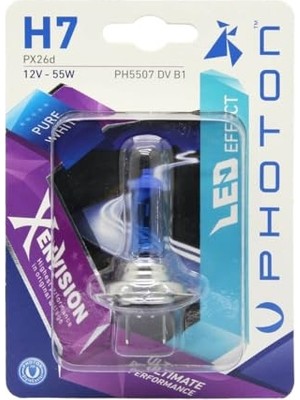 Cekar Store Ampul H7 12V 55W Xen Vision (Tekli Blister) (Beyaz Işık) 6000K Pht PH5507 Dv B1