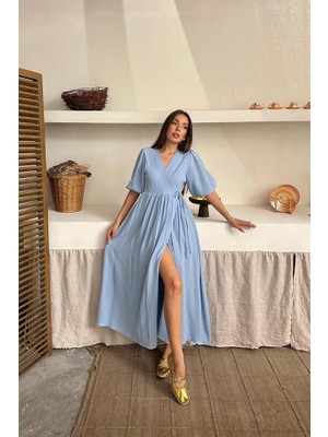 Bebe Mavi Müslin Uzun Elbise