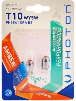 Cekar Store Photon Ampul T10 W5W Chrome 12V Amber Performance Pht PH5541 Cra B2