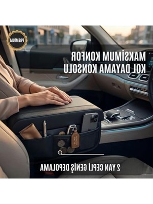 Cekar Store Premıum Yumuşak 2 Yan Cüzdanlı Araç Kol Dayama Padi. Kol Dayama Yastığı Araç Içi Organizer Kol Dayama