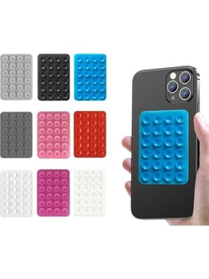Cekar Store Silikon Telefon Tutucu Ped, Renkli Kare Tasarım, Otomobil ile Uyumlu Telefon Sabitleyici, Ultra Güçlü Vantuzlu (Kırmızı)