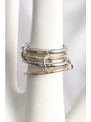 Nuvigo Pirinç Mix Renk 4'lü Model Kadın Yüzük - TJ-BYK3702