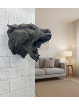 Pileli Store Siyah Ayı Figürü Duvar Dekoru Asılabilir Hediyelik Heykel 25X19 cm (Kopya)