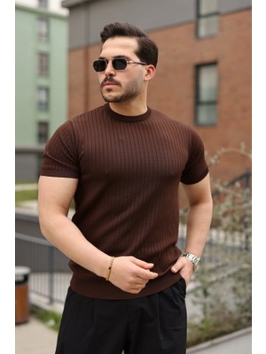 Erkek Fitilli Bisiklet Yaka Triko Tişört