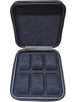 Cekar Store Ahşap Kasa 6’lı Saat Kutusu | 20×20×7 cm | Kadife Iç Yüzey, Fermuarlı Saat Saklama Kutusu