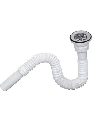 Cekar Store Mayaglory Esnek Lavabo Sifonu - Körüklü Sifon Takımı 1 1/2" - Paslanmaz Çelik Süzgeçli ve Contalı - Lavabo Altı Gider Borusu - Beyaz, Esnek Yapı Sök Tak Temizlenebilir Lavabo Sifonu