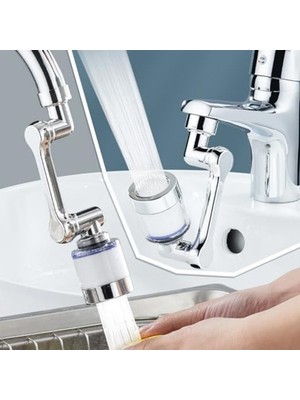 Cekar Store 1080 Derece Dönebilen Robotik Kol Musluk Başlığı, Krom Kaplama, Modern, Lavabo Uzatma Aparatı (Filtreli 1080)