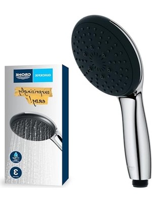 Cekar Store Grohe Vitalio Start 110 El Duşu, 3 Akışlı (Masaj, Yağmur & Jet), Smartswitch, 110MM Yuvarlak Duş Başlığı, Silikon Halka, Kireç Önleyici Sistem, Krom, 26031001