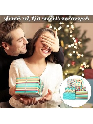 Cekar Store Hediye Paketleme Kağıdı, 6 Adet 50X70CM Bahar Temalı Set, Kurdele, Sticker ve Bant Dahil, Doğum Günleri Için Mükemmel Hediye Paketleme Seti