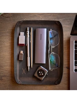 Cekar Store Masaüstü Organizer, Toplayıcı, Hakiki Deri Vale Tepsisi, Telefon Pedi, Deri Sümen, Deri Pad, Deri Kase, Zarf ve Mektup Tepsisi, Vallet Tray, Catch It All Tray, Leather (Kestane - Koyu Kahverengi)