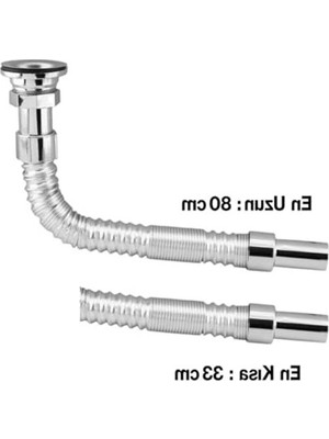 Cekar Store Orret Home 80 cm Krom Körüklü Lavabo Gider Borusu – Esnek Metal Lavabo Sifon Hortumu, Uzatılabilir Gider Borusu, Banyo ve Mutfak Lavaboları Için Dayanıklı Sifon Bağlantı Hortumu