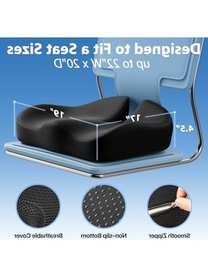 Cekar Store Koltuk Minderi, Ofis Koltuğu Minderleri Için Ekstra Büyük Hafızalı Köpük Yastık, Ergonomik Yastık, Basınç Giderme Için Ped Yastığı, Siyatik ve Ağrı Kesici