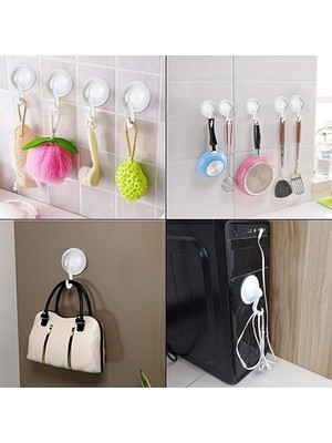 Cekar Store Güçlü Vantuzlu Askı 4’lü Set. Delme Gerektirmeyen Duvar Askısı, Banyo Mutfak Duş Lavabo Için, Fayans Cam Seramik Uyumlu, Iz Bırakmaz Kaymaz