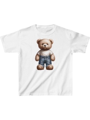 Asmedo Unisex Çocuk Baskılı T-Shirt - Beyaz