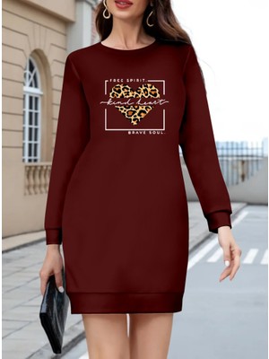 Kadın Uzun Kollu Bisiklet Yaka Desenli Viskon Iki Iplik Bluz