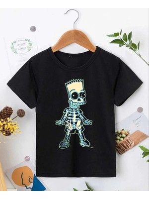 Asmedo Çoçuk Bisiklet Yaka Kısa Kol Baskılı T-Shirt - Siyah