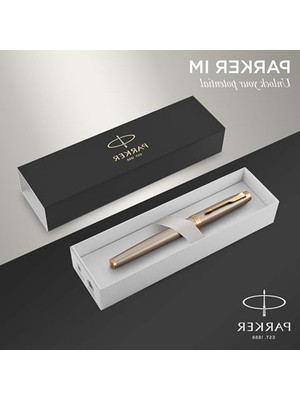 Cekar Store Im Brushed Metal Altın Tasarımlı Dolma Kalem, Orta Kalınlıkta Uç, Mavi Mürekkep (1931656)