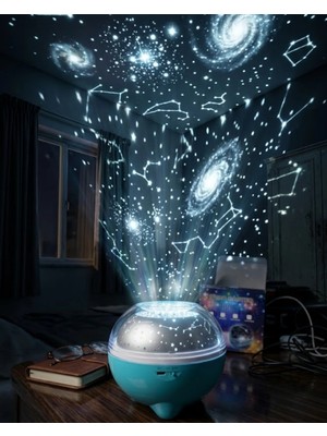 Eco Lounge Bluetooth Hoparlörlü Yıldız Projeksiyon Gece Lambası Uzaktan Kumandalı ve Döner Işık Efektli