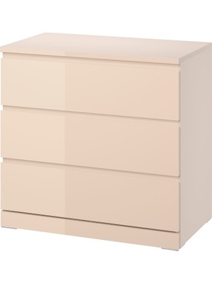 IKEA Malm Açık Turuncu-Parlak Cila 3 Çekmeceli Şifonyer