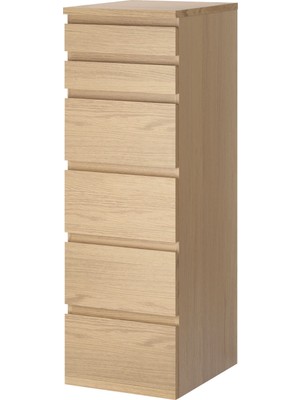 IKEA Malm Ağartılmış Meşe Kaplama 6 Çekmeceli Şifonyer