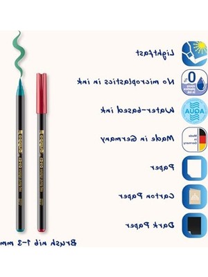 Cekar Store Edding 1340 Metalik Fırça Uçlu Keçeli Kalem, 4 Parlak Renkli Set, Esnek Fırça Ucu